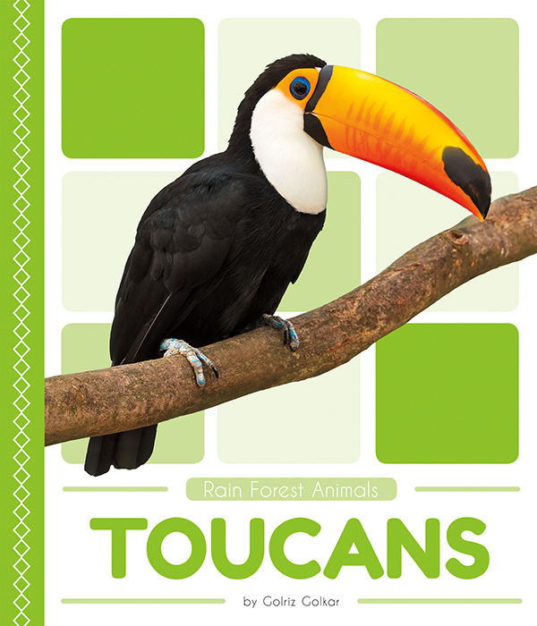 This book introduces readers to the large-billed bird of the rain forest: the toucan. Readers learn about the life cycle, behavior, physical characteristics, and habitat of toucans. Vivid photographs and easy-to-read text aid comprehension for early readers. Features include a table of contents, an infographic, fun facts, Making Connections questions, a glossary, and an index. QR Codes in the book give readers access to book-specific resources to further their learning. Preview this book.