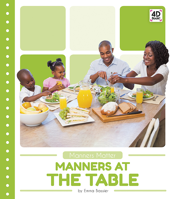 Offers a friendly explanation of good manners to use when eating, such as polite ways to pass and serve food. Vivid photographs and easy-to-read text aid comprehension for early readers. Features include a table of contents, Making Connections questions, a glossary, and an index. A QR Code in each chapter gives readers access to additional online resources further their learning. Preview this book.