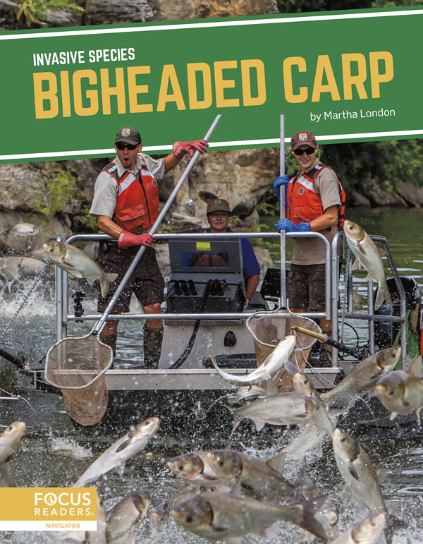 This title explores the role of bigheaded carp in introduced environments, how humans helped spread the species, the threats they pose to ecosystems, and efforts being taken to manage them. This book also includes a table of contents, two infographics, informative sidebars, a “That’s Amazing!” special feature, quiz questions, a glossary, additional resources, and an index. This Focus Readers title is at the Navigator level, aligned to reading levels of grades 3–5 and interest levels of grades 4–7. Preview this book.