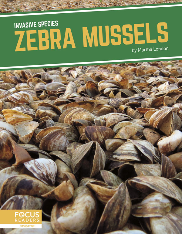 This title explores the role of zebra mussels in introduced environments, how humans helped spread the species, the threats they pose to ecosystems, and efforts being taken to manage them. This book also includes a table of contents, two infographics, informative sidebars, a “That’s Amazing!” special feature, quiz questions, a glossary, additional resources, and an index. This Focus Readers title is at the Navigator level, aligned to reading levels of grades 3–5 and interest levels of grades 4–7.
