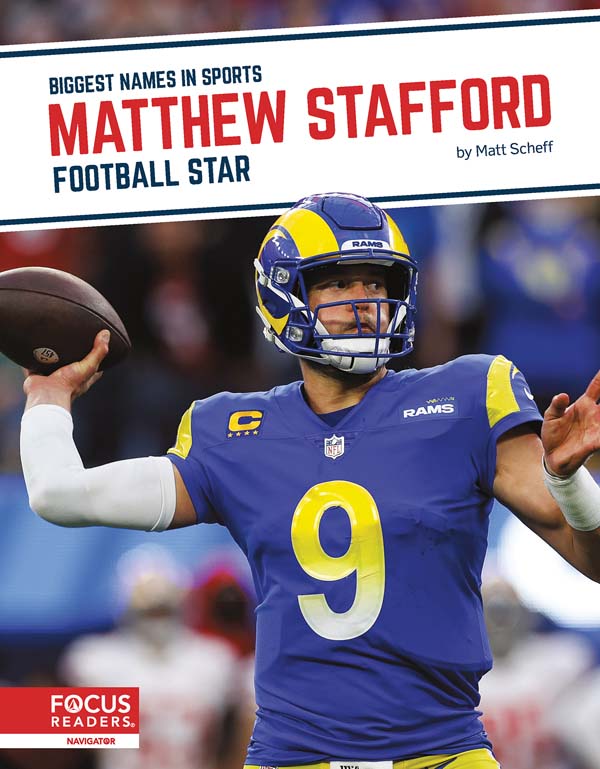 This exciting book introduces readers to the life and career of football star Matthew Stafford. Colorful photos, fun facts, interesting sidebars, and a map of important places in his life make this a thrilling read for young sports fans. This Focus Readers series is at the Navigator level, aligned to reading levels of grades 3-5 and interest levels of grades 4-7. Preview this book.