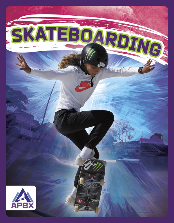 This exciting book introduces readers to skateboarding, including its history and growth, rules and events, and the equipment athletes need. Short paragraphs of easy-to-read text are paired with plenty of colorful photos to make reading engaging and accessible. The book also includes a table of contents, fun facts, sidebars, comprehension questions, a glossary, an index, and a list of resources for further reading. Apex books have low reading levels (grades 2-3) but are designed for older students, with interest levels of grades 3-7. Preview this book.