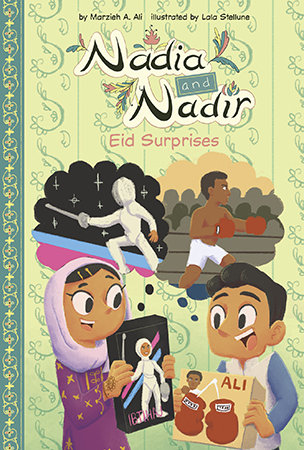 Nadia and Nadir’s grandparents surprise them with a visit for the Eid holiday. They brought along some special presents for them too. During their time as a family, the siblings learn about a few Muslim sports icons. Aligned to Common Core Standards and correlated to state standards.