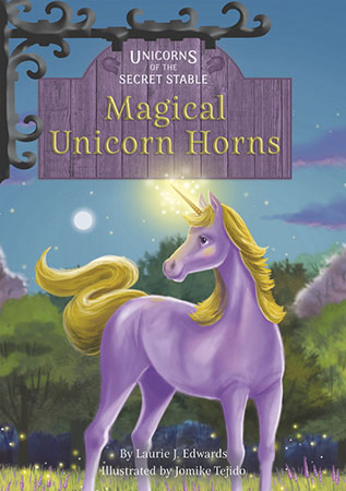 Iris takes her role as Unicorn Guardian very seriously. So when a local newspaper article talks about magical unicorn horns, she is extra careful about keeping the unicorns’ secret. But then a news reporter comes to Magic Moon Stable. He insists there are real unicorns there. And he is determined to find a unicorn horn that he can sell for lots of money. Can Iris and her sister Ruby outsmart the reporter? Can they keep the unicorns safe?

There are unicorns behind Magic Moon Stable, but no one knows they exist except Iris and Ruby. As Unicorn Guardians, the two girls must protect the unicorns to keep them safe from the outside world. Preview this book.