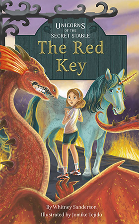 Ruby’s new classmate, Cole, has a mysterious key. It looks a lot like Ruby’s key to the Magic Gate. Could Cole be a Unicorn Guardian too? But there are bigger problems in the Enchanted Realm. Starsong was stolen by dragons and taken to the Fire Mountains. And when the moon is full, the dragons will feast. Can Ruby and Iris rescue Starsong before it’s too late? 

There are unicorns behind Magic Moon Stable, but no one knows they exist except Iris and Ruby. As Unicorn Guardians, the two girls must protect the unicorns to keep them safe from the outside world. Preview this book.