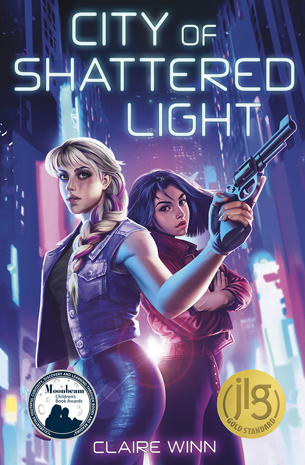 As darkness closes in on the city of shattered light, an heiress and an outlaw must decide whether to fend for themselves or fight for each other.

As heiress to a powerful tech empire, seventeen-year-old Asa Almeida strives to prove she's more than her manipulative father's shadow. But when he uploads her rebellious sister’s mind to an experimental brain, Asa will do anything to save her sister from reprogramming—including fleeing her predetermined future with her sister’s digitized mind in tow. With a bounty on her head and a rogue AI hunting her, Asa’s getaway ship crash-lands in the worst possible place: the neon-drenched outlaw paradise, Requiem.

Gunslinging smuggler Riven Hawthorne is determined to claw her way up Requiem’s underworld hierarchy. A runaway rich girl is exactly the bounty Riven needs—until a nasty computer virus spreads in Asa’s wake, causing a citywide blackout and tech quarantine. To get the payout for Asa and save Requiem from the monster in its circuits, Riven must team up with her captive.

Riven breaks skulls the way Asa breaks circuits, but their opponent is unlike anything they’ve ever seen. The AI exploits the girls’ darkest memories and deepest secrets, threatening to shatter the fragile alliance they’re both depending on. As one of Requiem’s 154-hour nights grows darker, the girls must decide whether to fend for themselves or fight for each other before Riven’s city and Asa’s sister are snuffed out forever. Preview this book.