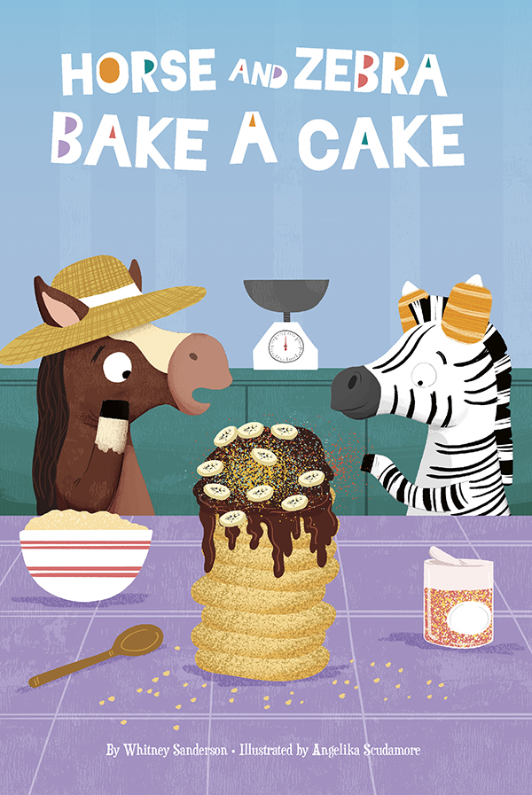 Horse and Zebra are best friends, but they couldn’t be more different! While Horse is steady and sensible, Zebra is zany and creative. But what they have in common is that they will always look out for each other, and they’re always ready to help another animal in need.

Horse and Zebra are ready to start their new business, making daily oatcake deliveries with their Cake Wagon. At first they have lots of buyers, but soon the other animals grow tired of Horse’s traditional family recipe. Zebra tries her hoof at baking instead, but her cakes are a little too creative. Can Horse and Zebra figure out how to compromise to make their buyers happy? Preview this book.