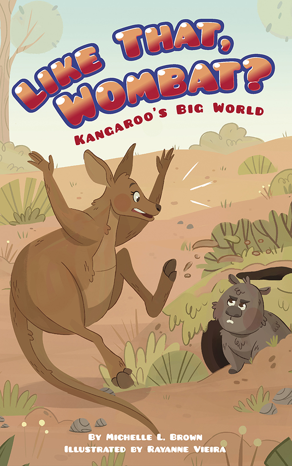 Kangaroo is hopping through the scrub when she accidentally destroys Wombat’s roof. Kangaroo tries to fix it, but all her attempts fail. In fact, they even make things worse! As Wombat gets angrier and his baby cries harder, is there anything Kangaroo can do to help?

Kangaroo is one small animal in a big, wonderful world, and each day brings a new adventure. Playful, rhyming text and lively imagery help beginning readers follow along as Kangaroo explores her world and makes friends along the way. Preview this book.