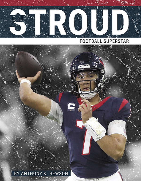 This exciting book explores C. J. Stroud's rise to football superstardom. The book also includes a table of contents, a map of where Stroud's biggest accomplishments took place, a list of Stroud's major awards, additional resource links, a glossary, and an index. This Press Box Books title is aligned to a reading level of grades 3-4 and an interest level of grades 3-7.